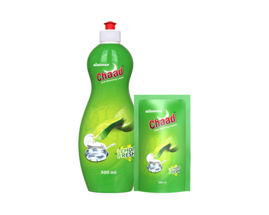 Minister Chaad Dish washing Liquid Lemon Fresh 500ml (Free Refil Pack 250 ml)